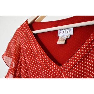 Adrianna Papell Red Dotted Handkerchief Midi Dress